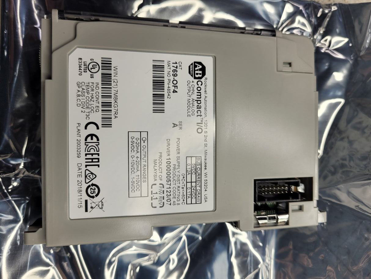 NEW 1769-OF4 SER A CompactLogix Analog Output Module PN-48542 ALLEN BRADLEY
