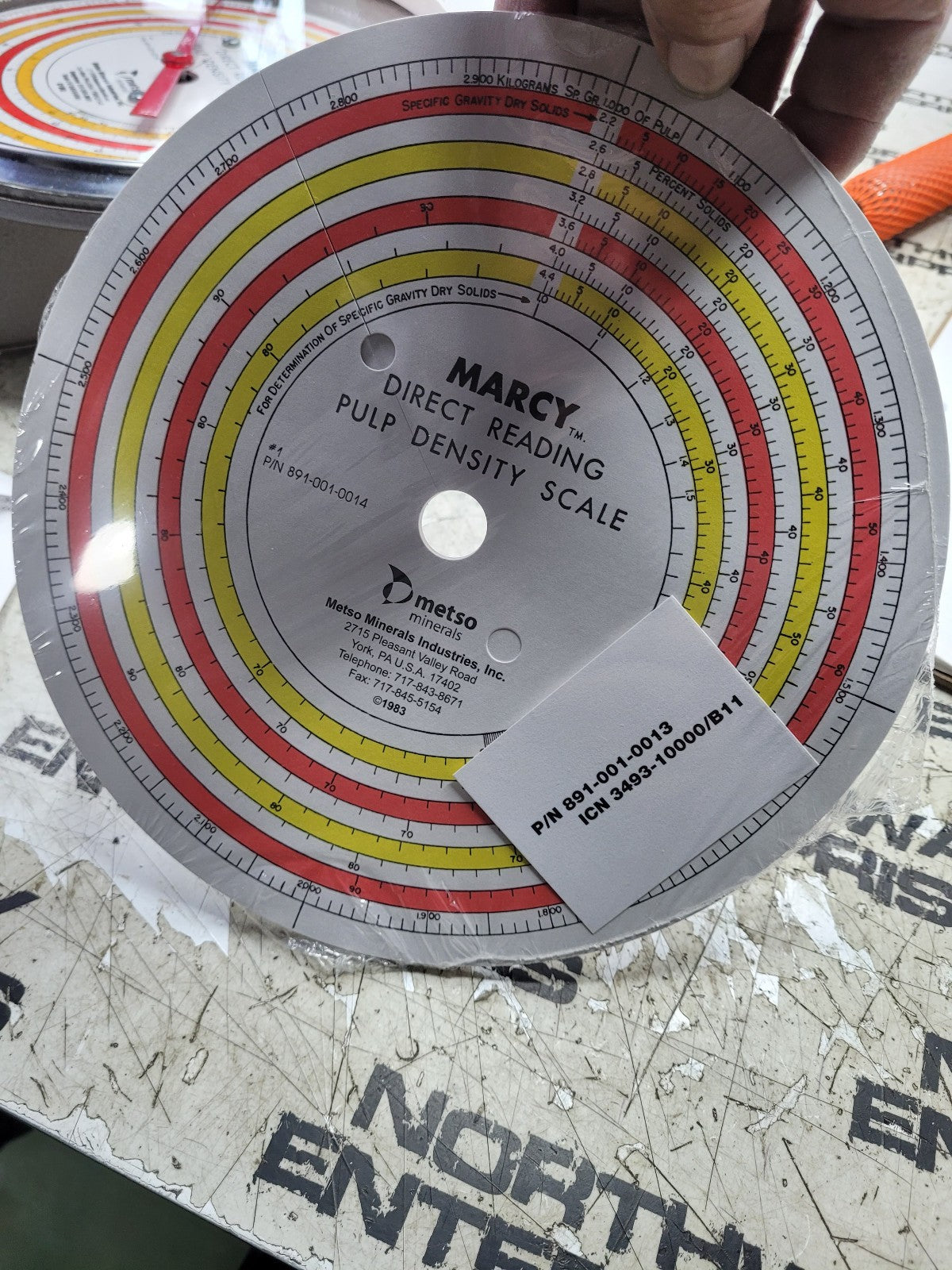 NEW 891-001-0014 MARCY DIRECT READING PULP DENSITY SCALE