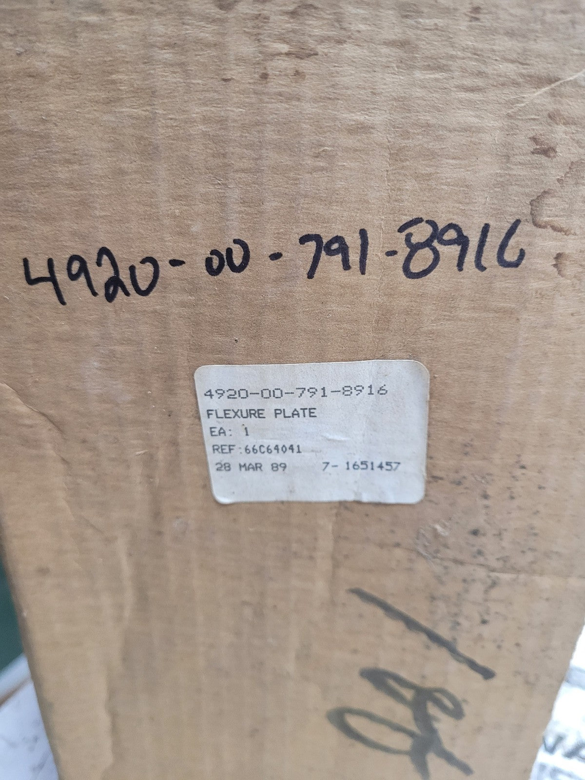4920-00-791-8916 FLEXURE PLATE 4920007918916 007918916 UNCERTIFIED AS IS