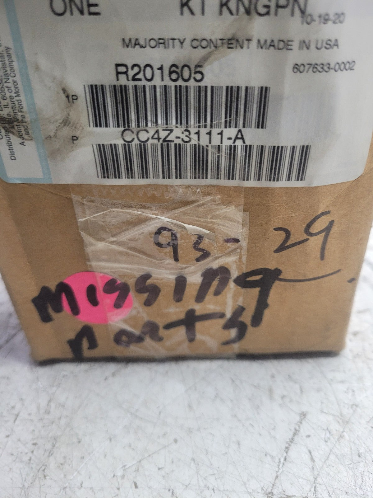 R201605 MISSING PARTS. MERITOR R201605 / CC4Z-3111-A KING PIN KIT