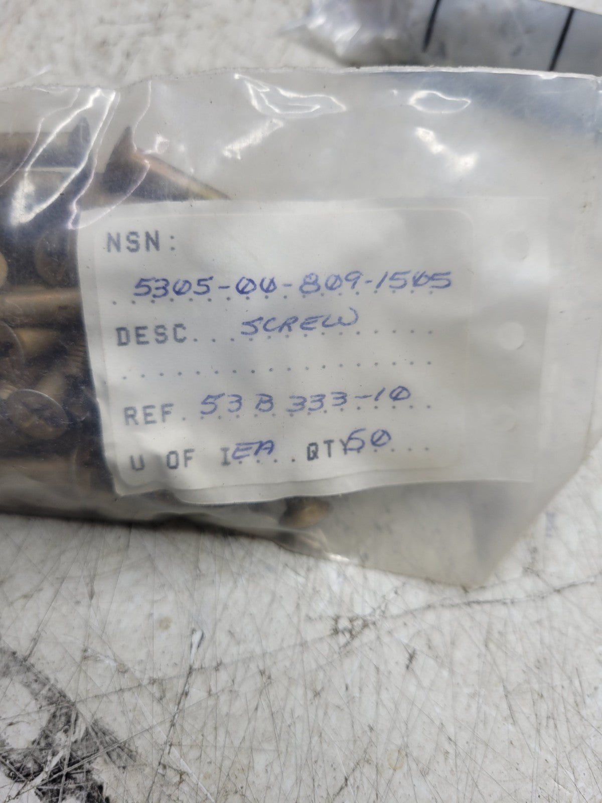 NEW OLD STOCK LOT OF 161 SCREWS 5305-00-809-1505 / 53B333-10