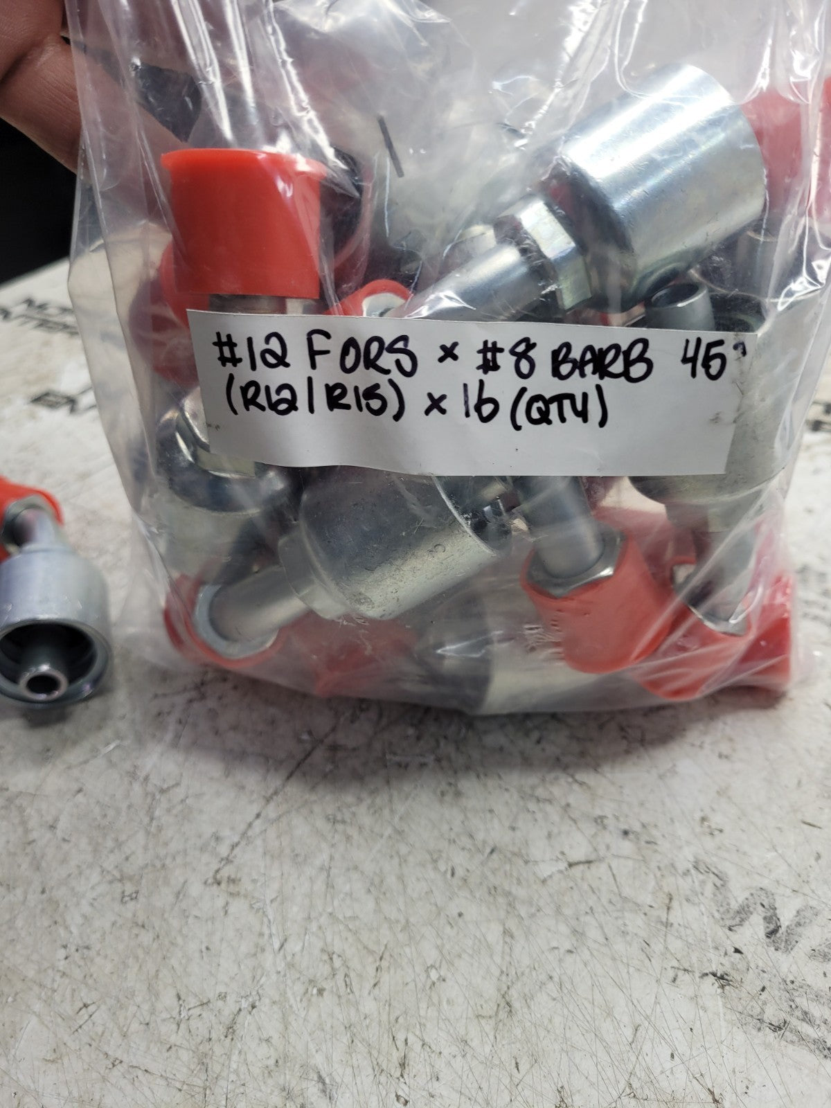 16pC LOT - 328-9113 3289113 #12 FORS X #8 BARB 45° Hydraulic Fitting