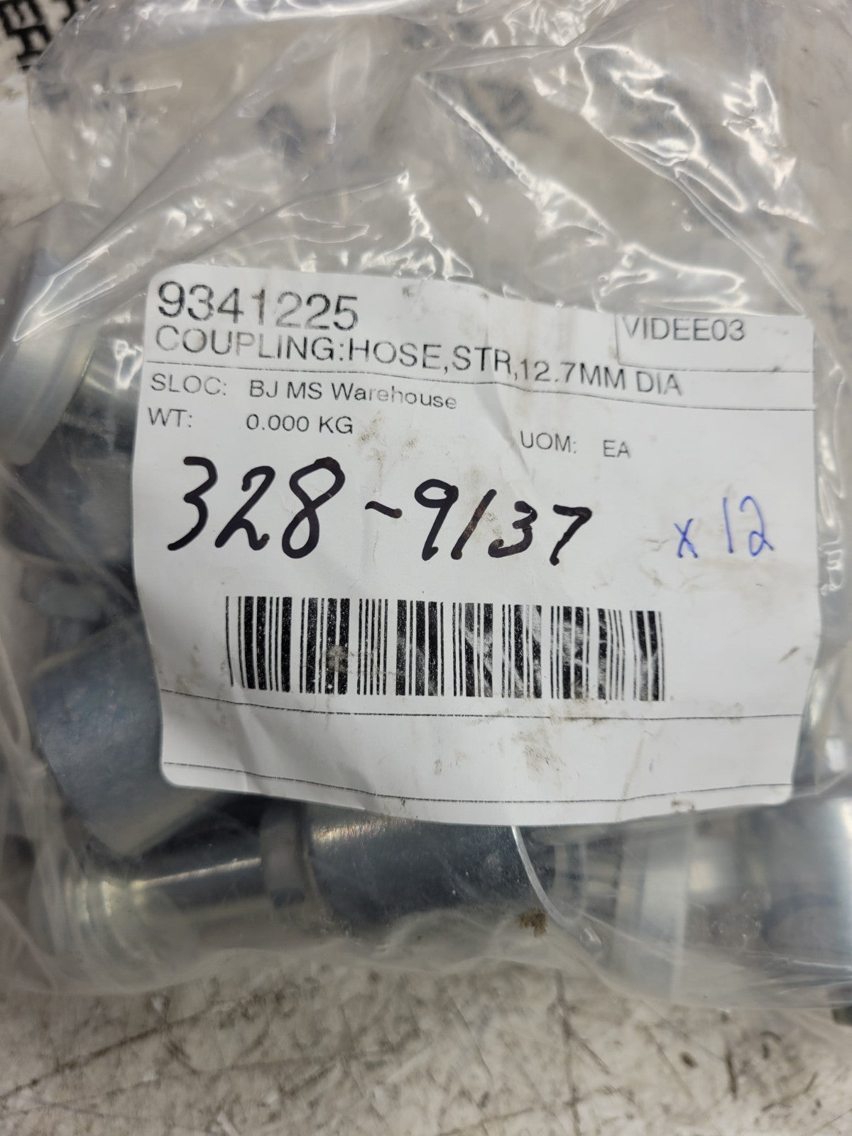 12PC LOT - 328-9137 3289137 #8 CD 61 FLANGE X #8 BARB ST Hydraulic Fitting