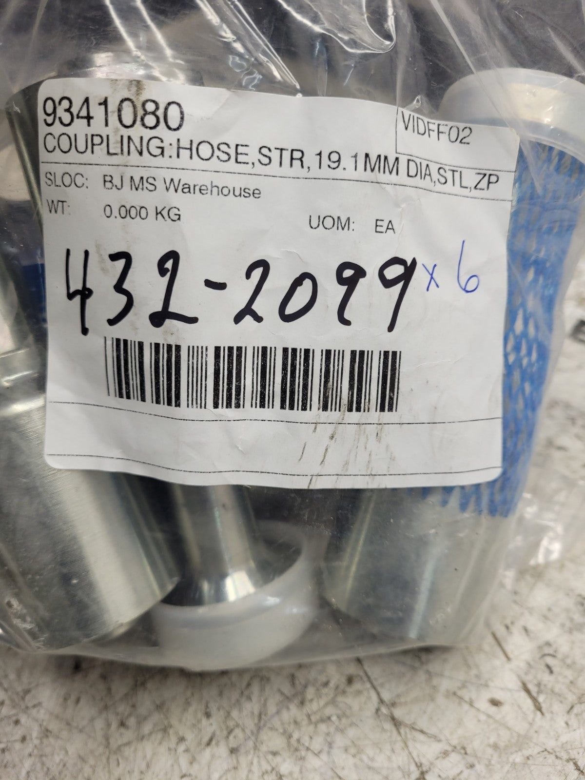 6PC LOT - 432-2099 4322099 #12 CD62 FLANGE X 12 BARB Straight Hydraulic Fitting