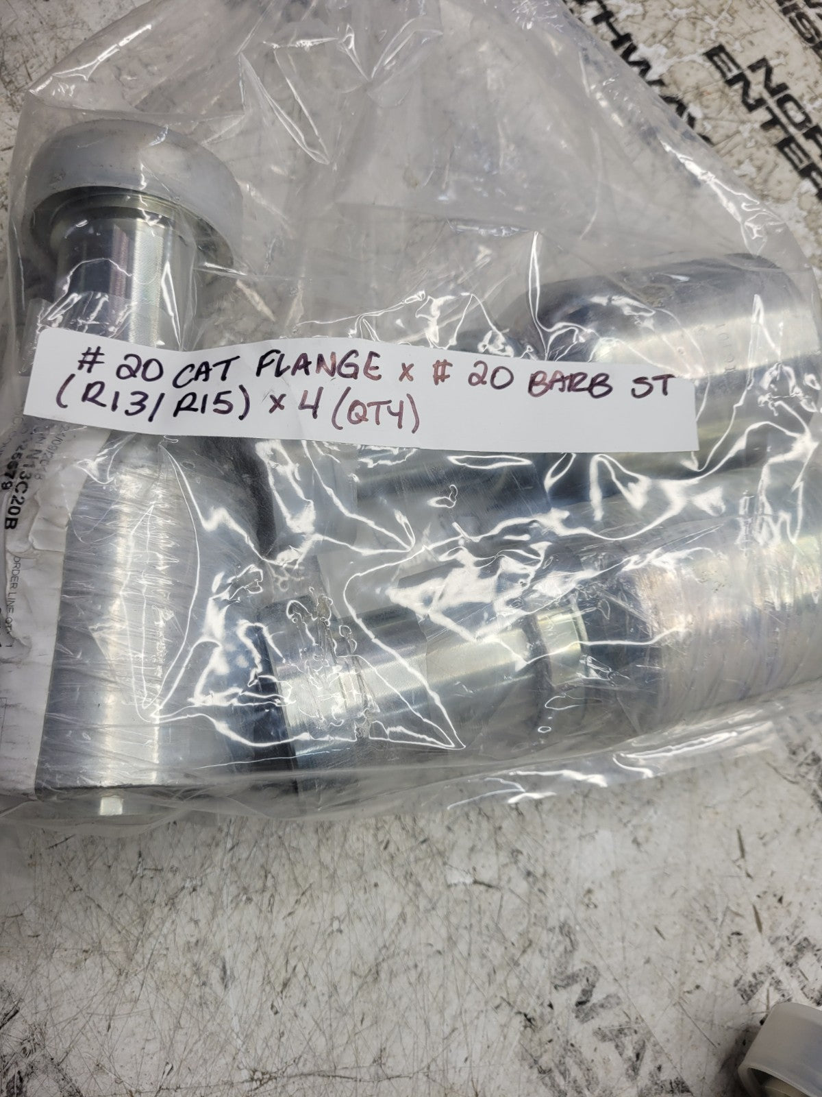 4PC LOT - 442-5579 4425579 #20 CAT FLANGE X #20 BARB STRAIGHT Hydraulic Fitting