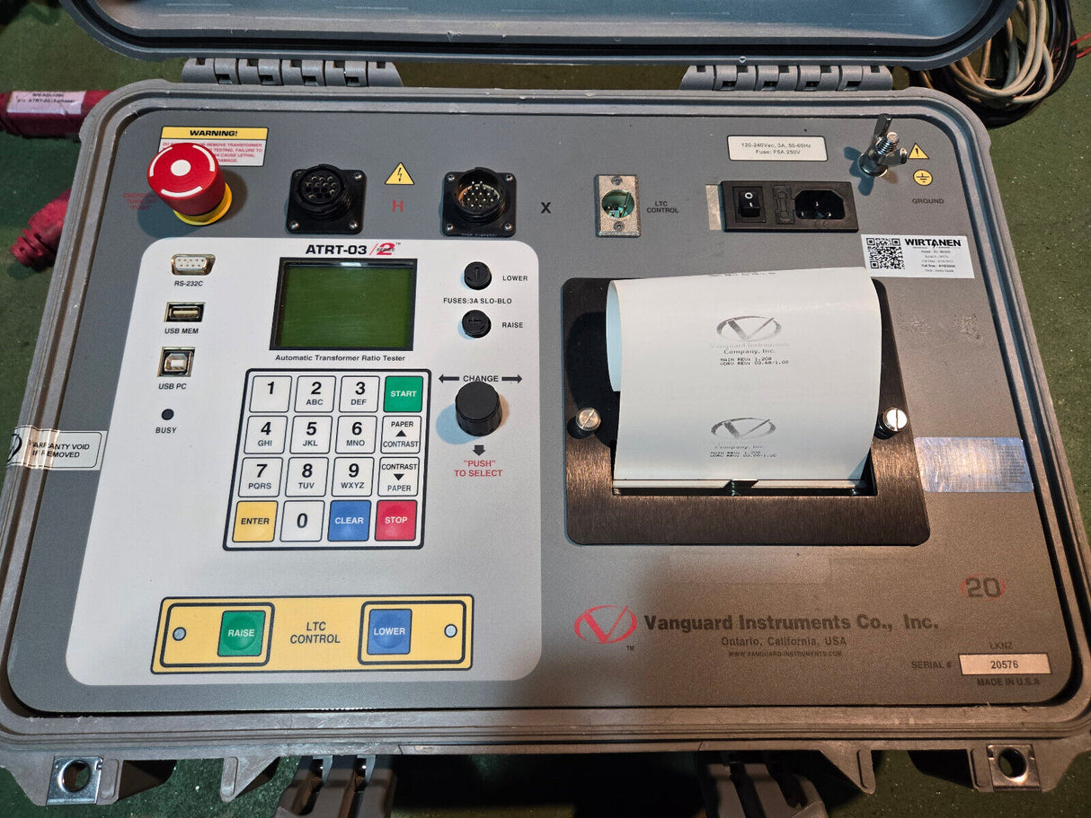 Vanguard ATRT-03 S2 - Automatic, 100 Vac 3-Phase Transformer Turns Ratio Tester!