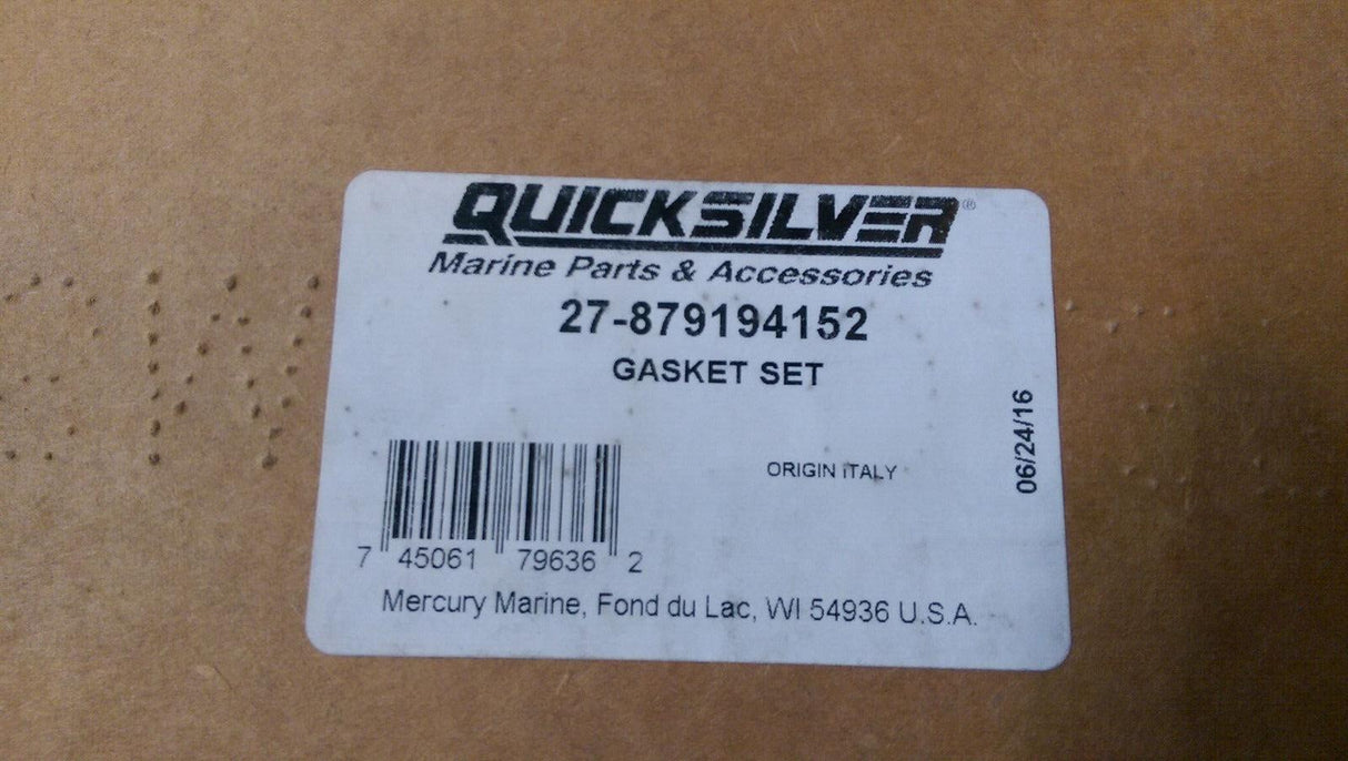 INCOMPLETE 27-879194152 MERCURY GASKET SET CUMMINS/MERCRUISER DIESEL QSD-4.2L