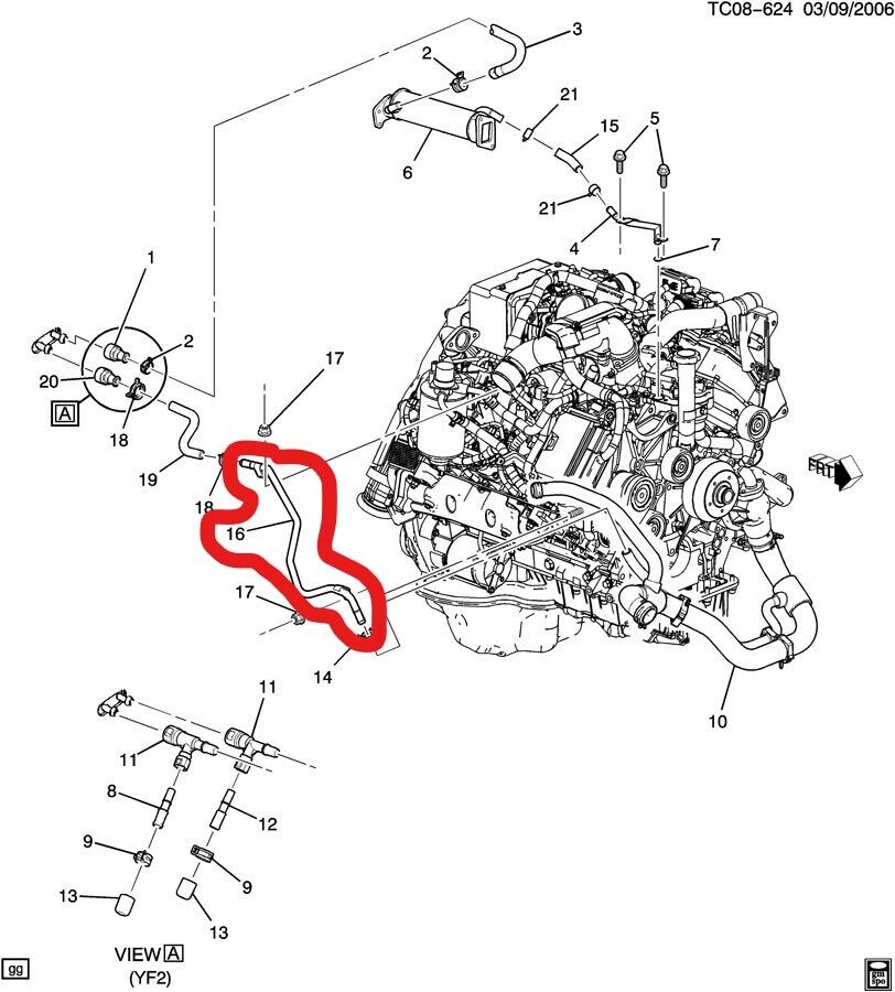 15196471 LLY COOLANT LINE HOSE ASSEMBLY - HEATER OUTLET
