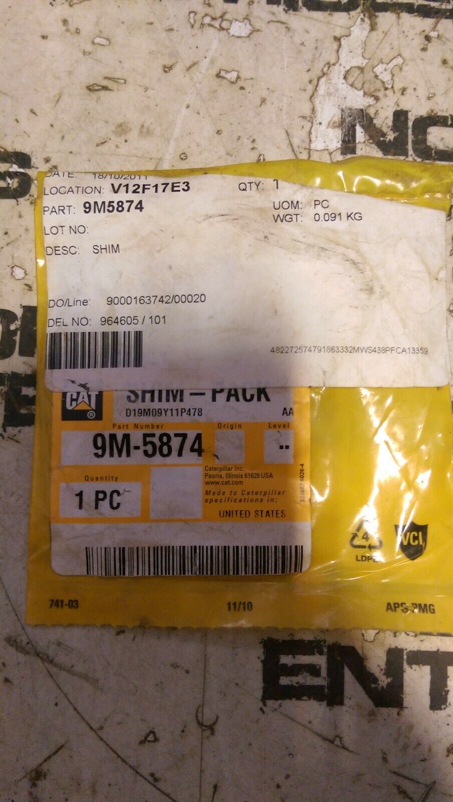 CATERPILLAR  9M-5874: SHIM-PACK