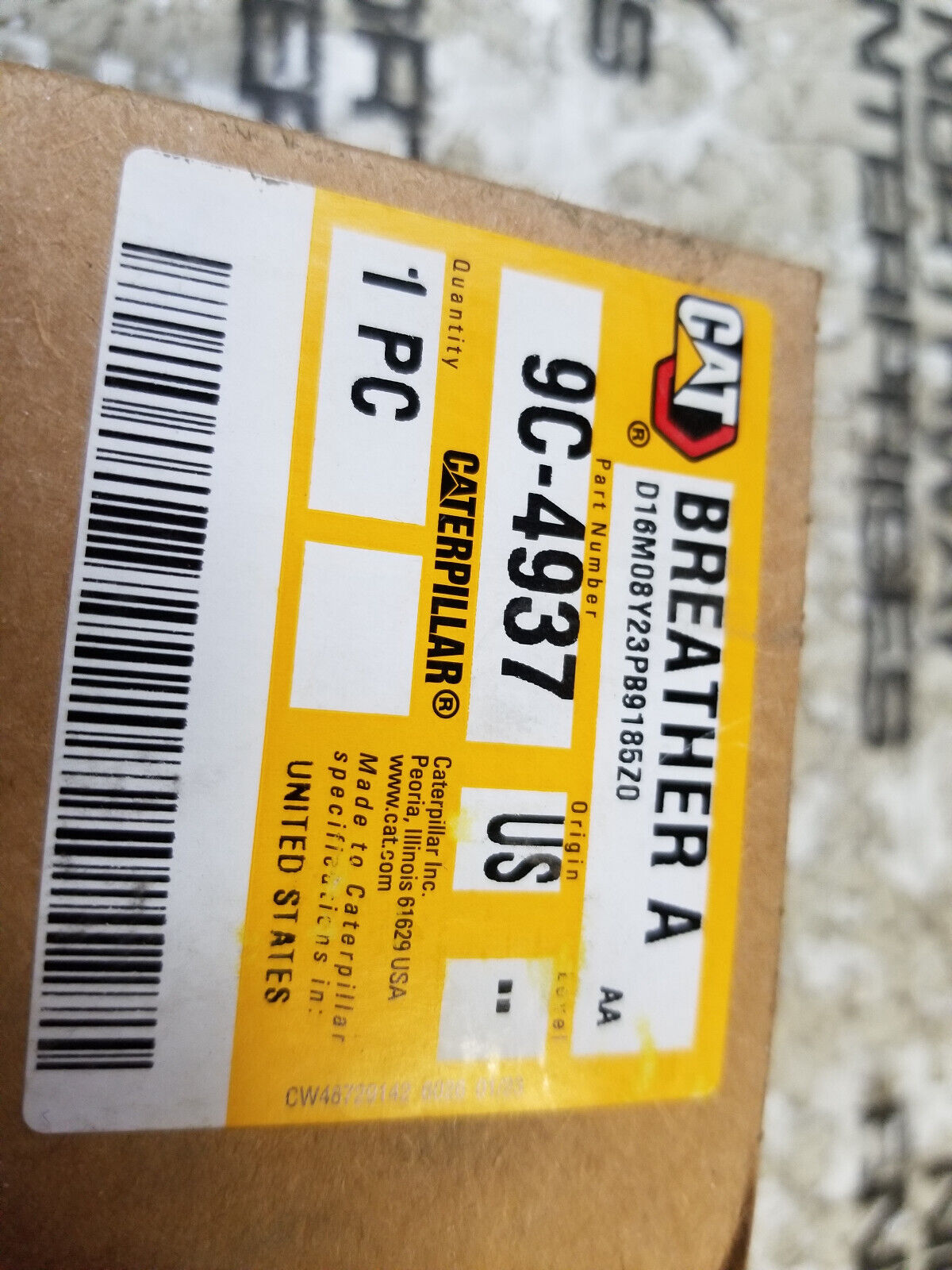 NEW CATERPILLAR 9C-4937 POWERTRAIN BREATHER 9C4937