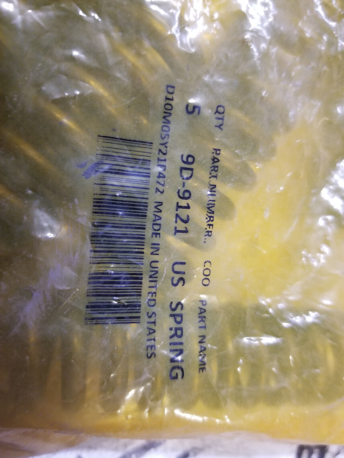 BAG OF 5 SPRINGS - 9D-9121 CATERPILLAR CAT 9D9121 91.14mm Free Length SPRING