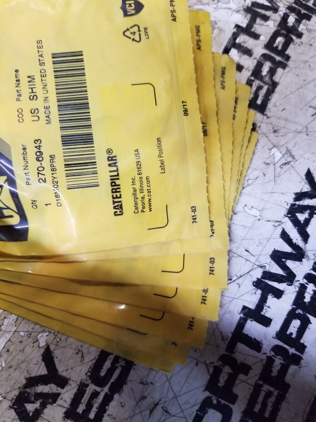 LOT OF 7PC 270-6943 CATERPILLAR SHIM 2706943