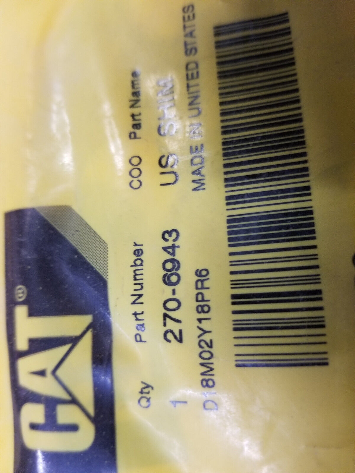 LOT OF 7PC 270-6943 CATERPILLAR SHIM 2706943
