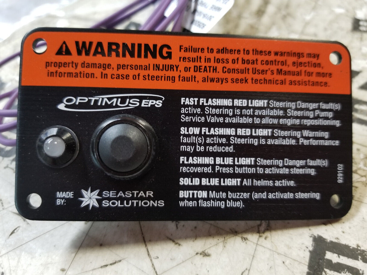 Seastar Teleflex Optimus EPS Warning Switch Panel Assy 929200