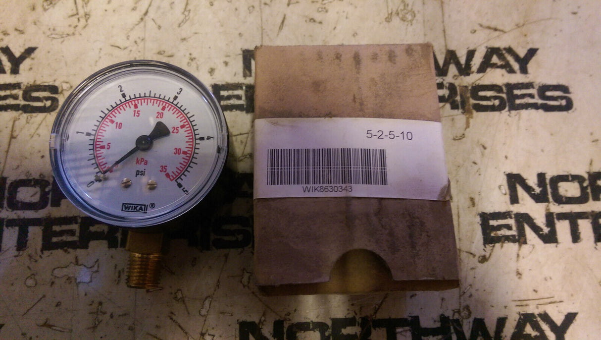 WIK8630343  PRESSURE GAUGE, 0-5 PSI, 1/4 IN MNPT, DIAL SIZE 2 1/2 IN  WIKA