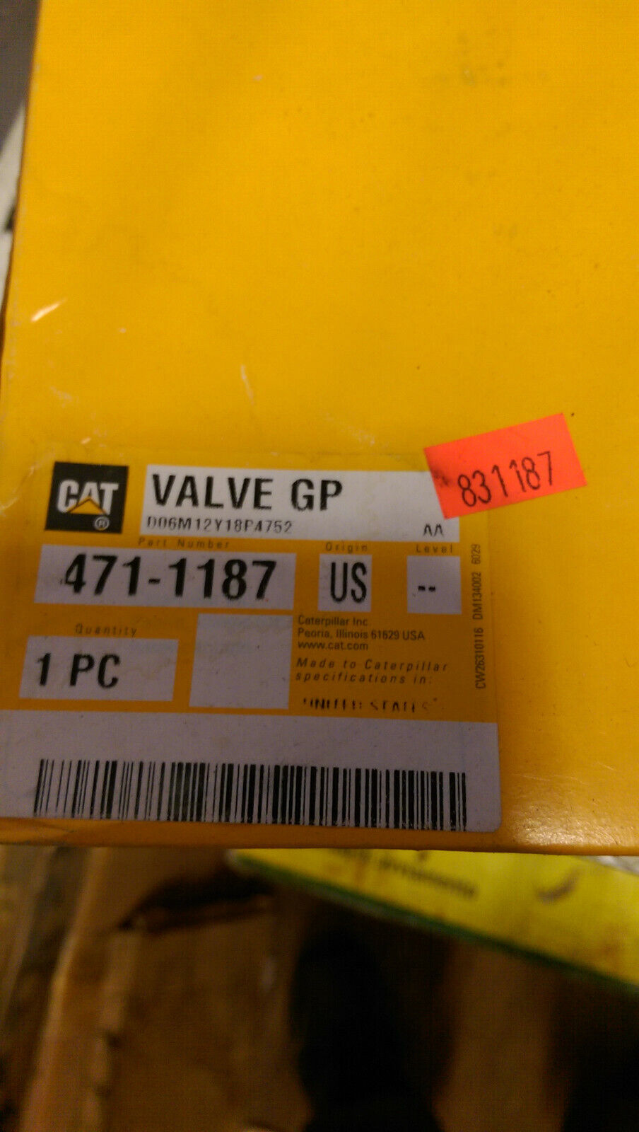 471-1187 CATERPILLAR VALVE