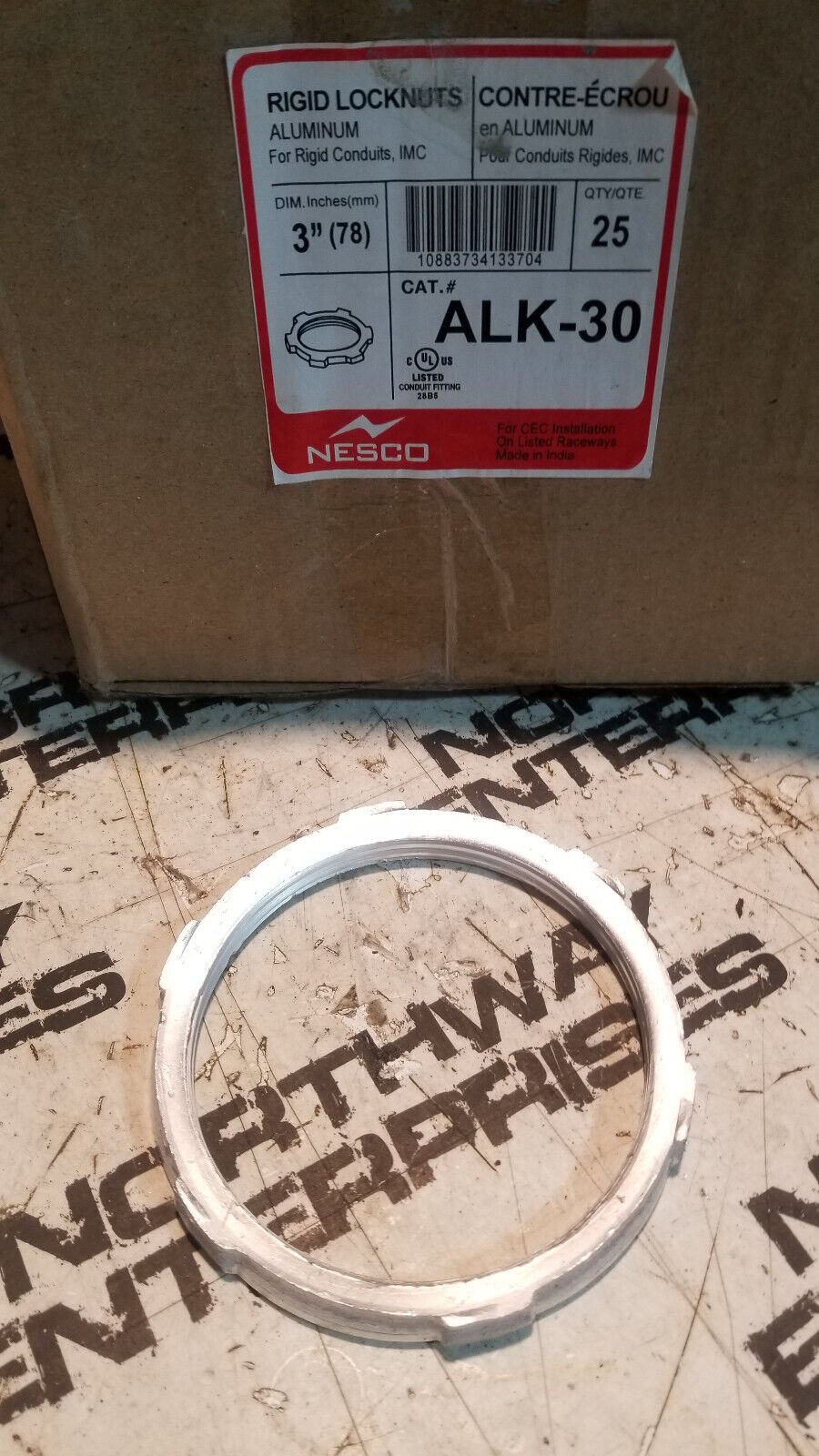 NESCO RIGID ALUMINUM LOCKNUTS ALK-30 QTY.25 3" DIAMETER