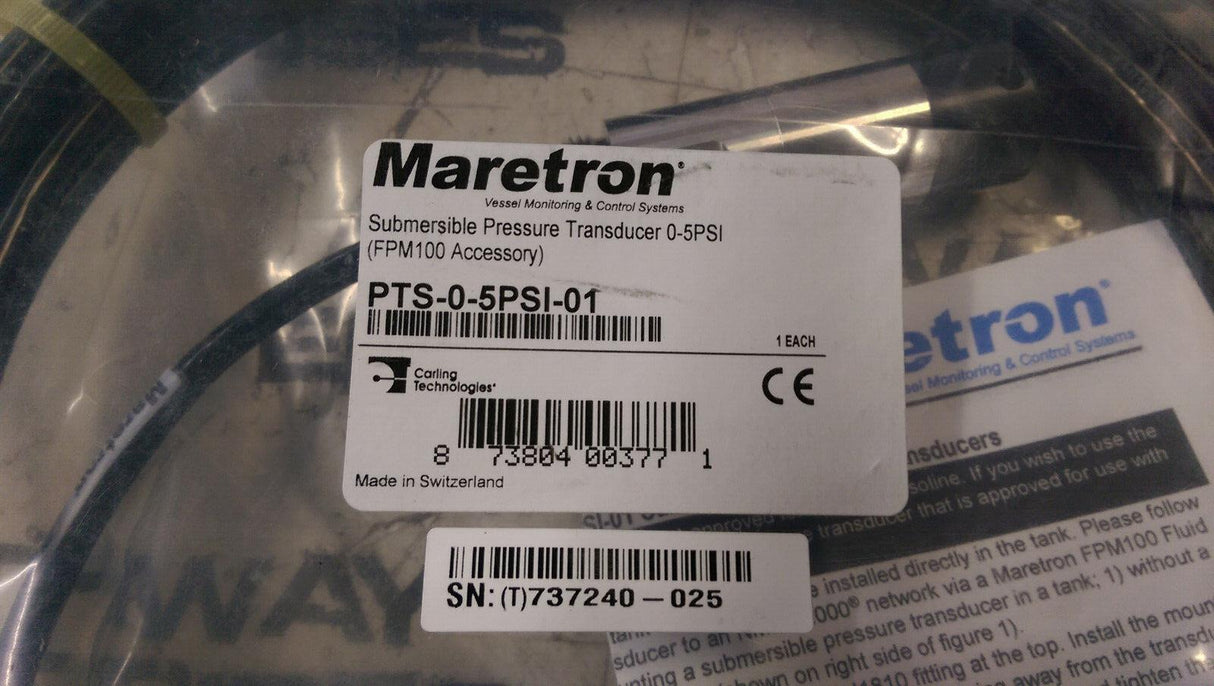 Maretron Submersible Pressure Transducer 0 to 5 PSI PTS-0-5.0 PTS-0-5PS1-01