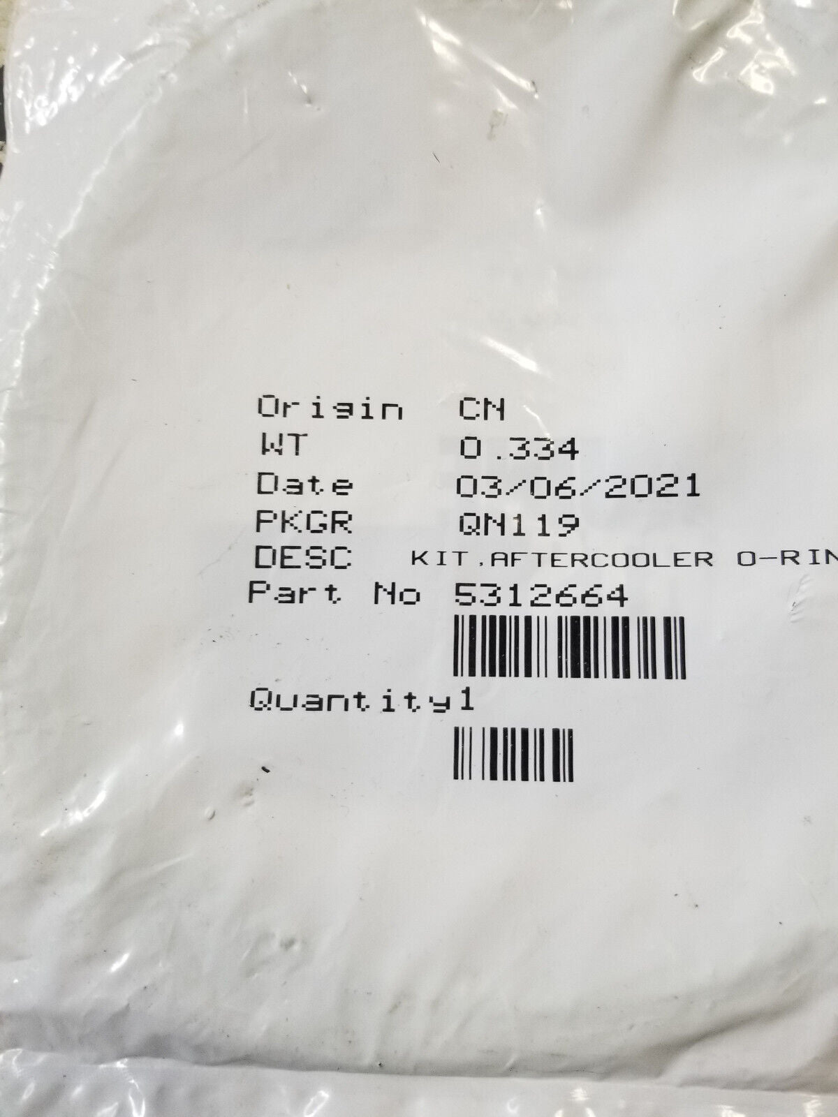 Cummins Kit, aftercooler O-Ring 5312664