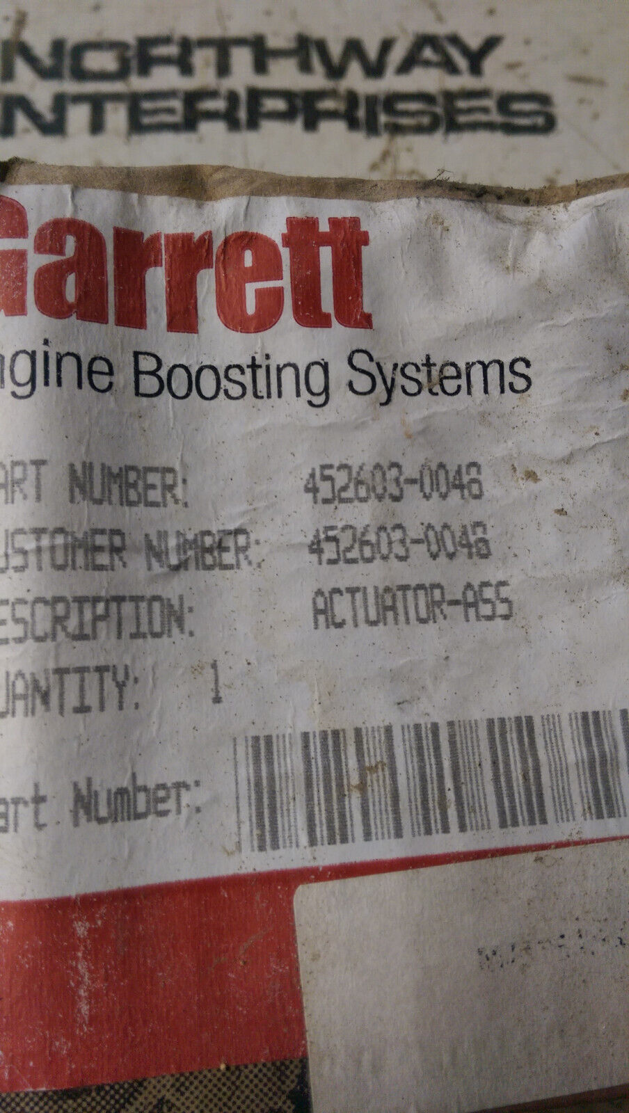 452603-0046 Garrett NEW OEM Garrett Turbocharger Actuator