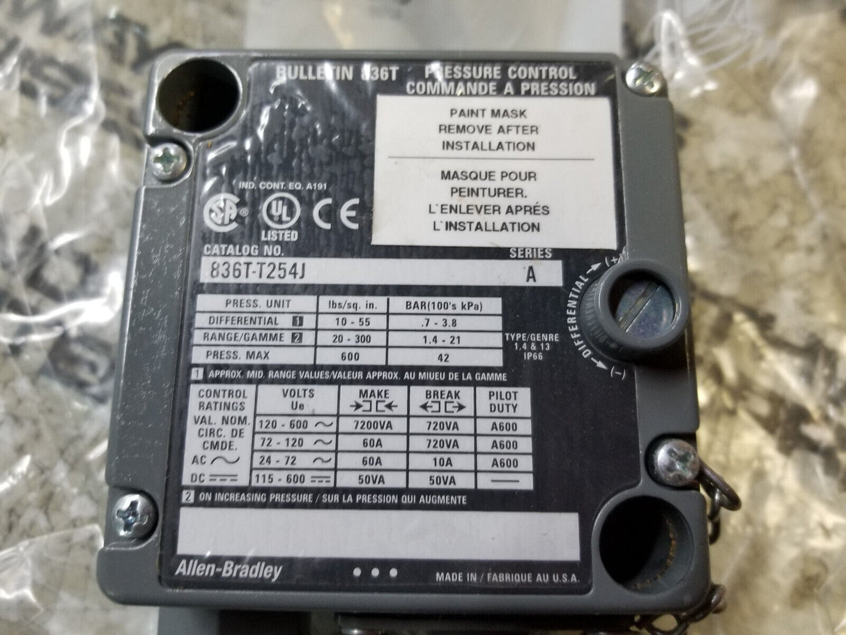 836T-T254J Allen-Bradley - Automation Switch PRESSURE CONTROL SWITCH