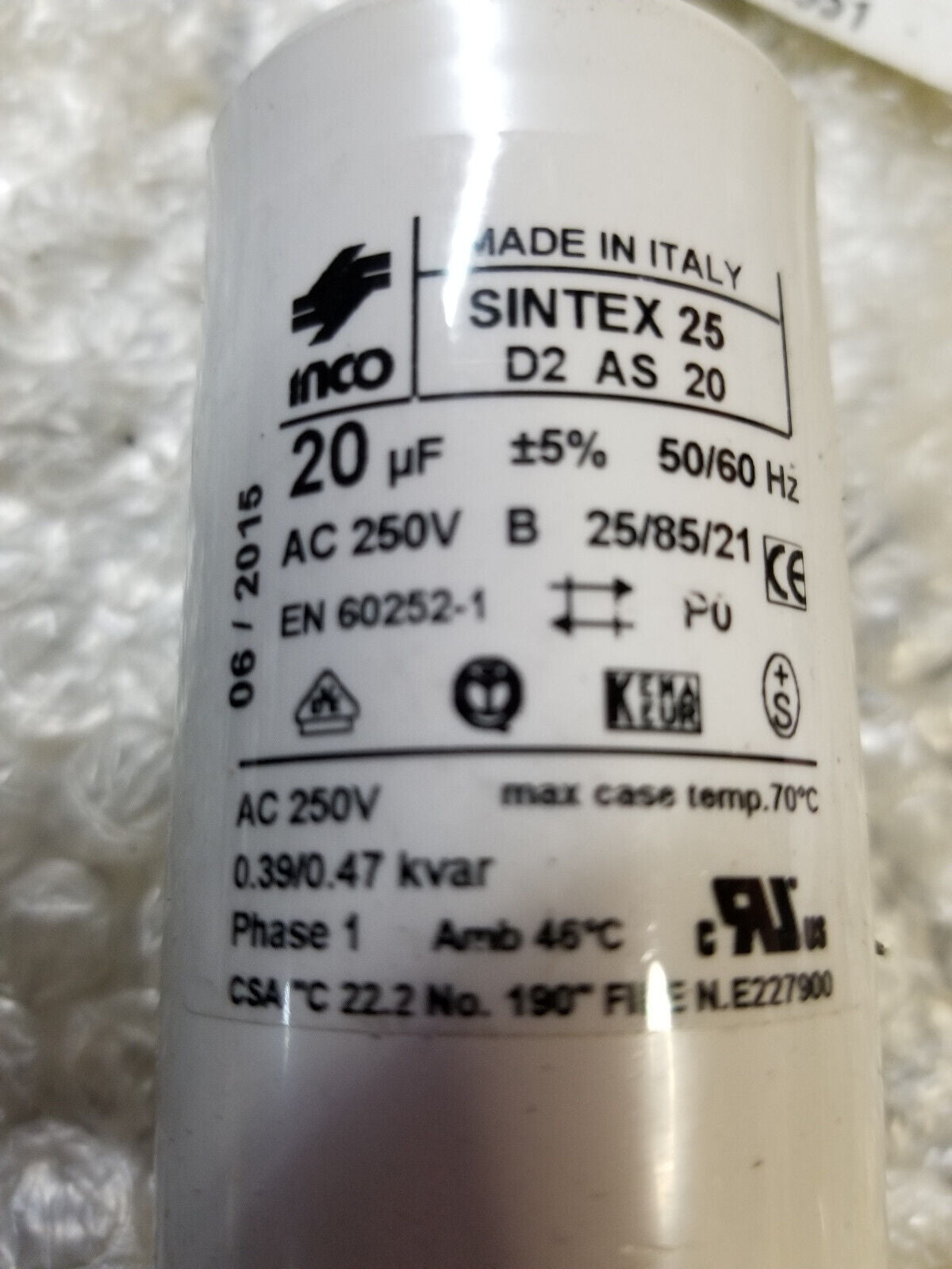 SINTEX 25 CAPACITOR 20uF