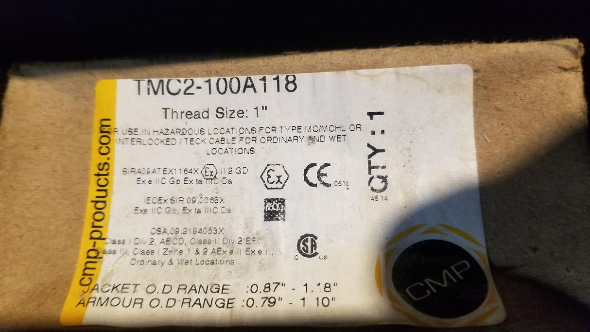 TMC2-100A118 CMP-Products Cable Gland LOT OF 4 PC