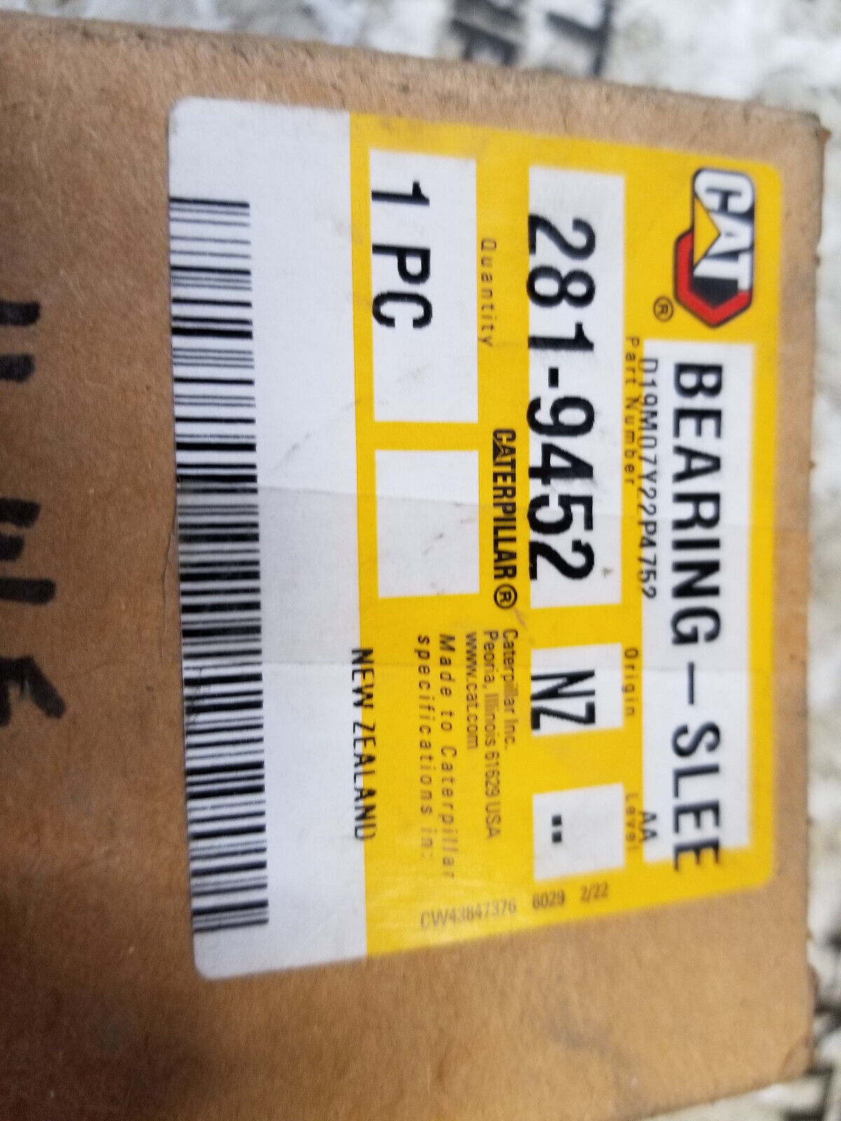 281-9452 Genuine OEM CATERPILLAR 79.439mm Outside Diameter Sleeve Bearing