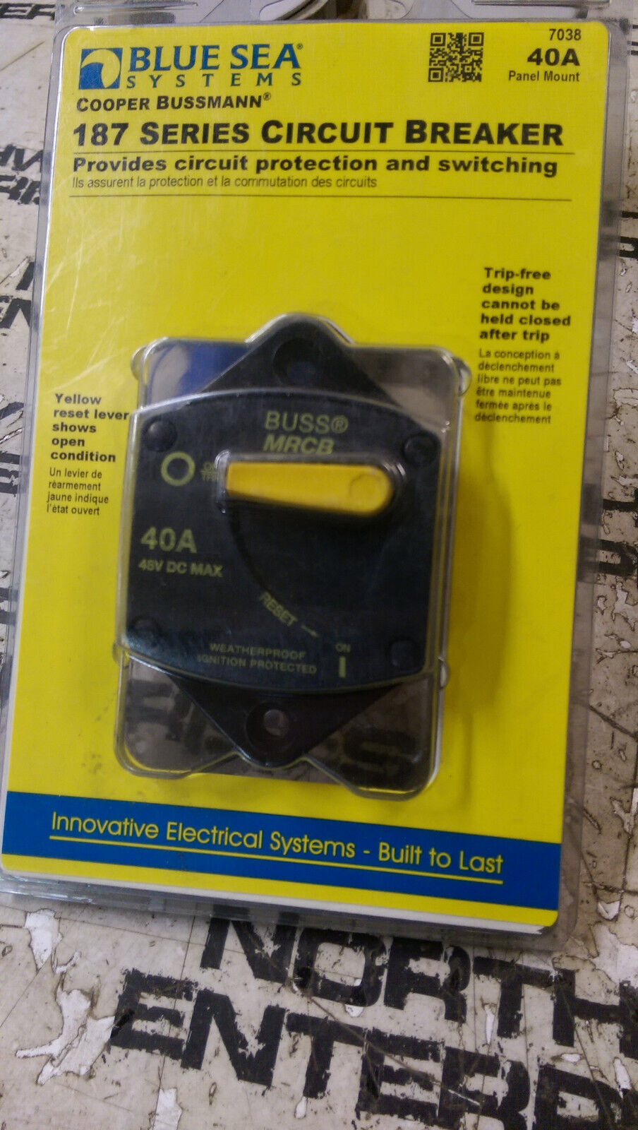 Blue Sea 7038 187 Series Circuit Breaker 40a Panel Mount
