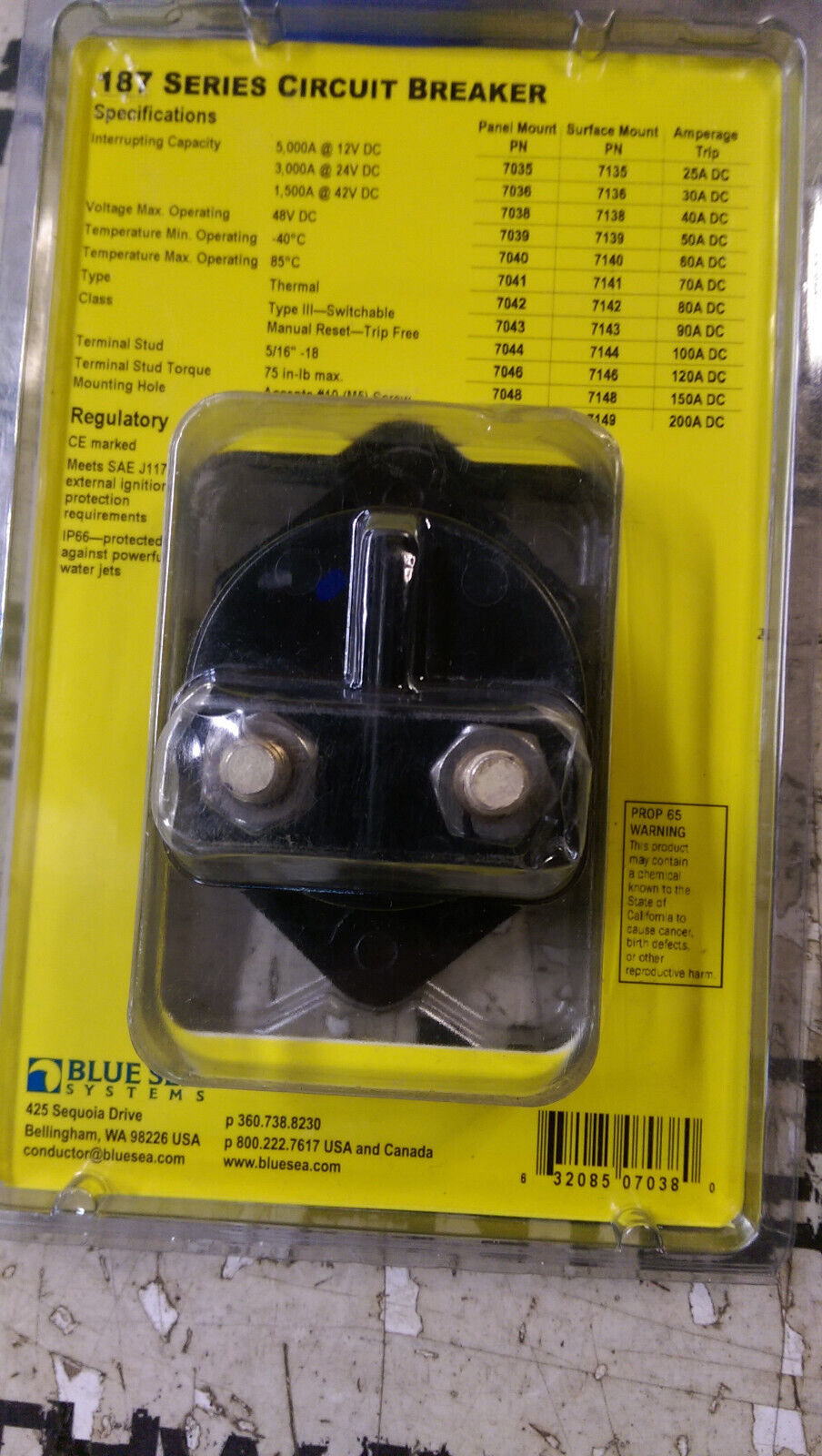 Blue Sea 7038 187 Series Circuit Breaker 40a Panel Mount