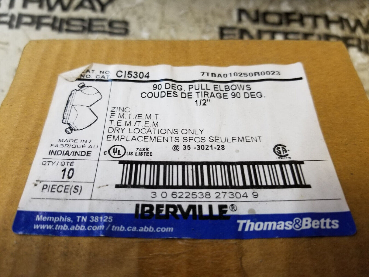 BOX OF CI5304 CONDUIT PULL ELBOW 90 DEG 1/2INCH  10PC PER BOX