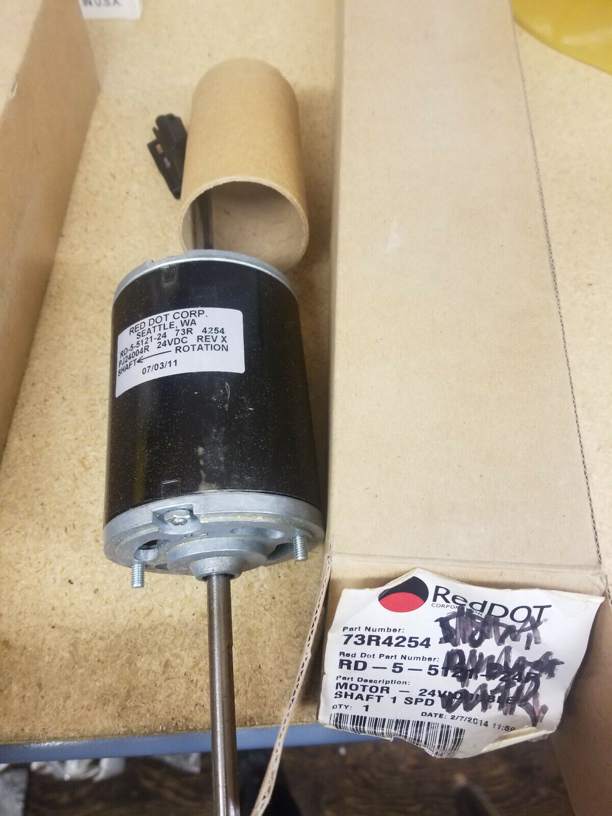 73R4254 Red Dot Single Speed Double Shaft Motor 24V 5/16 in. Diameter