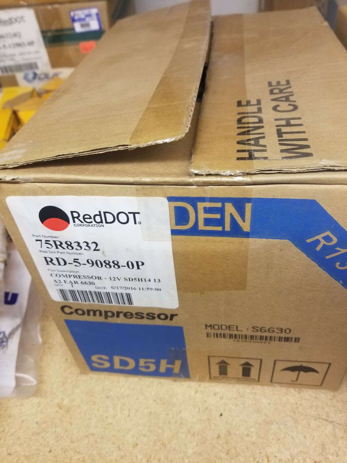 75r8332 Sanden Compressor SD5H14 12V 132mm A2 Groove R134a with K Head Type