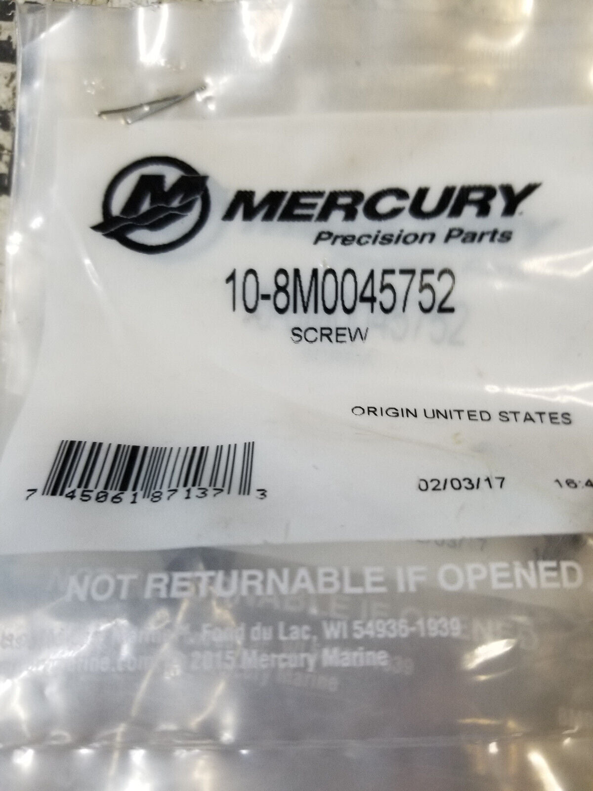 MERCURY QUICKSILVER SCREW 10-8M0045752