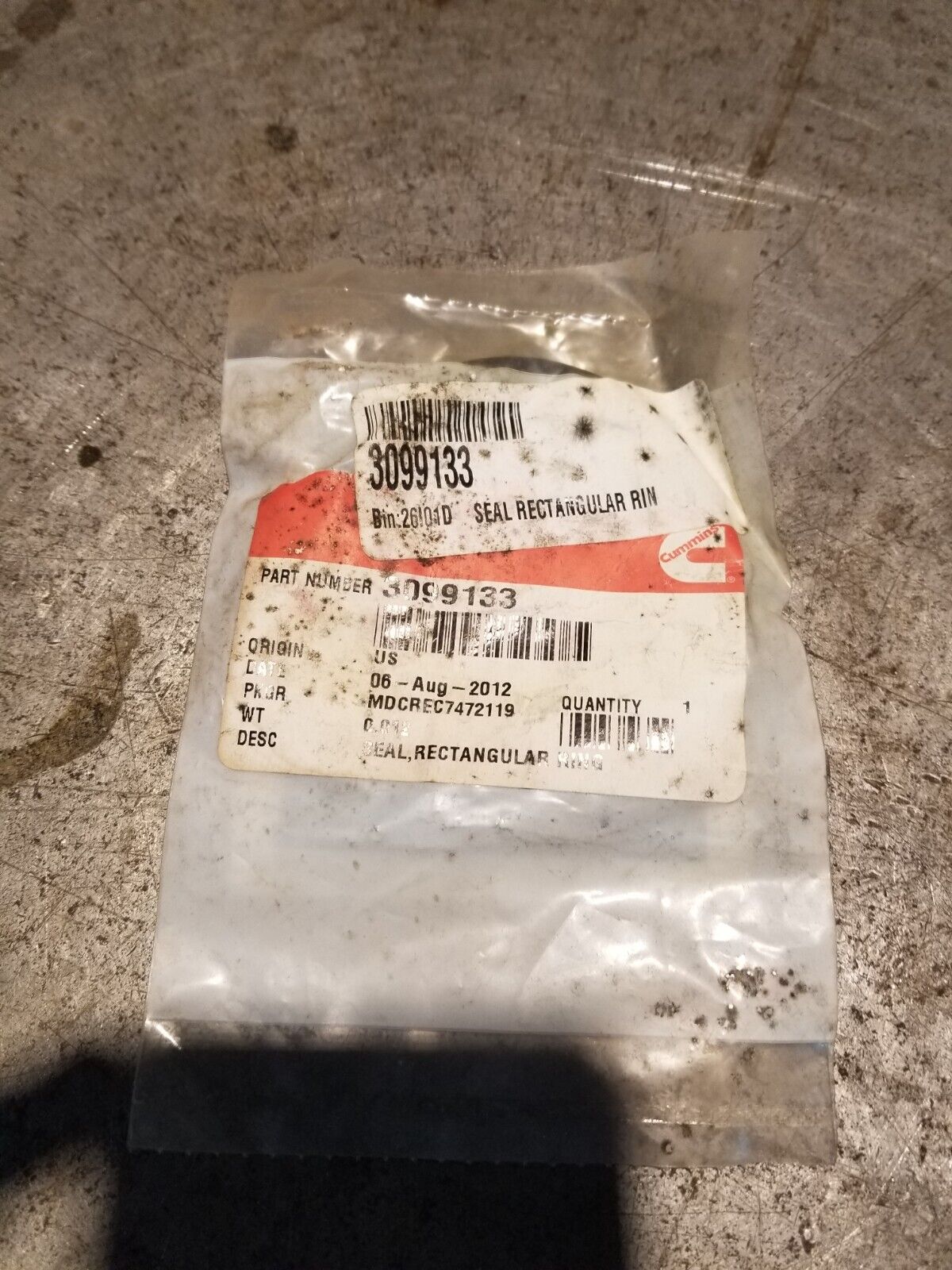 Cummins SEAL,RECTANGULAR RING 3099133