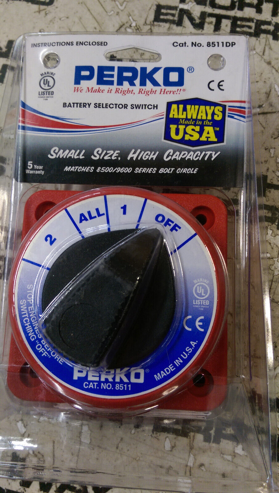 Perko 8511DP Compact Marine Battery Selector Switch