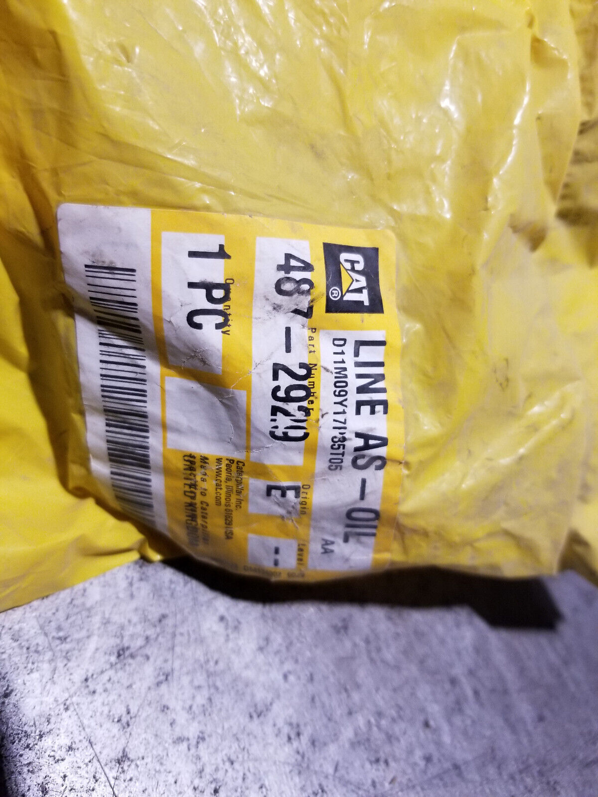 487-2929 Genuine OEM CATERPILLAR oil drain line