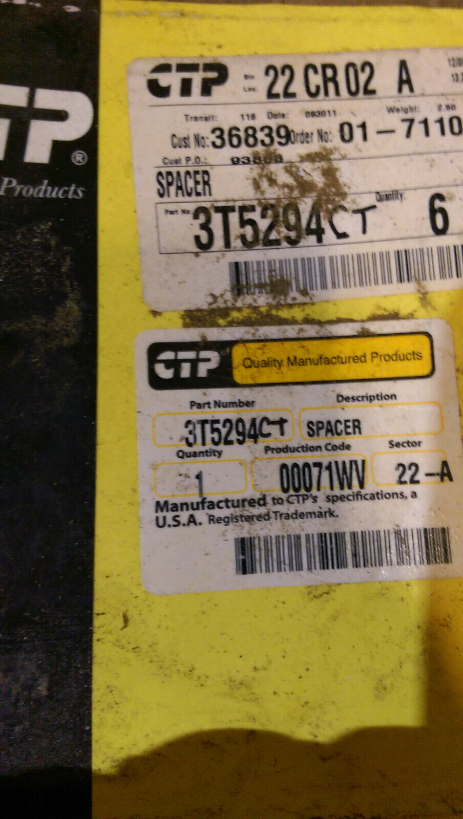 CTP CATERPILLAR SPACER 3T5294 NEW 3T-5294