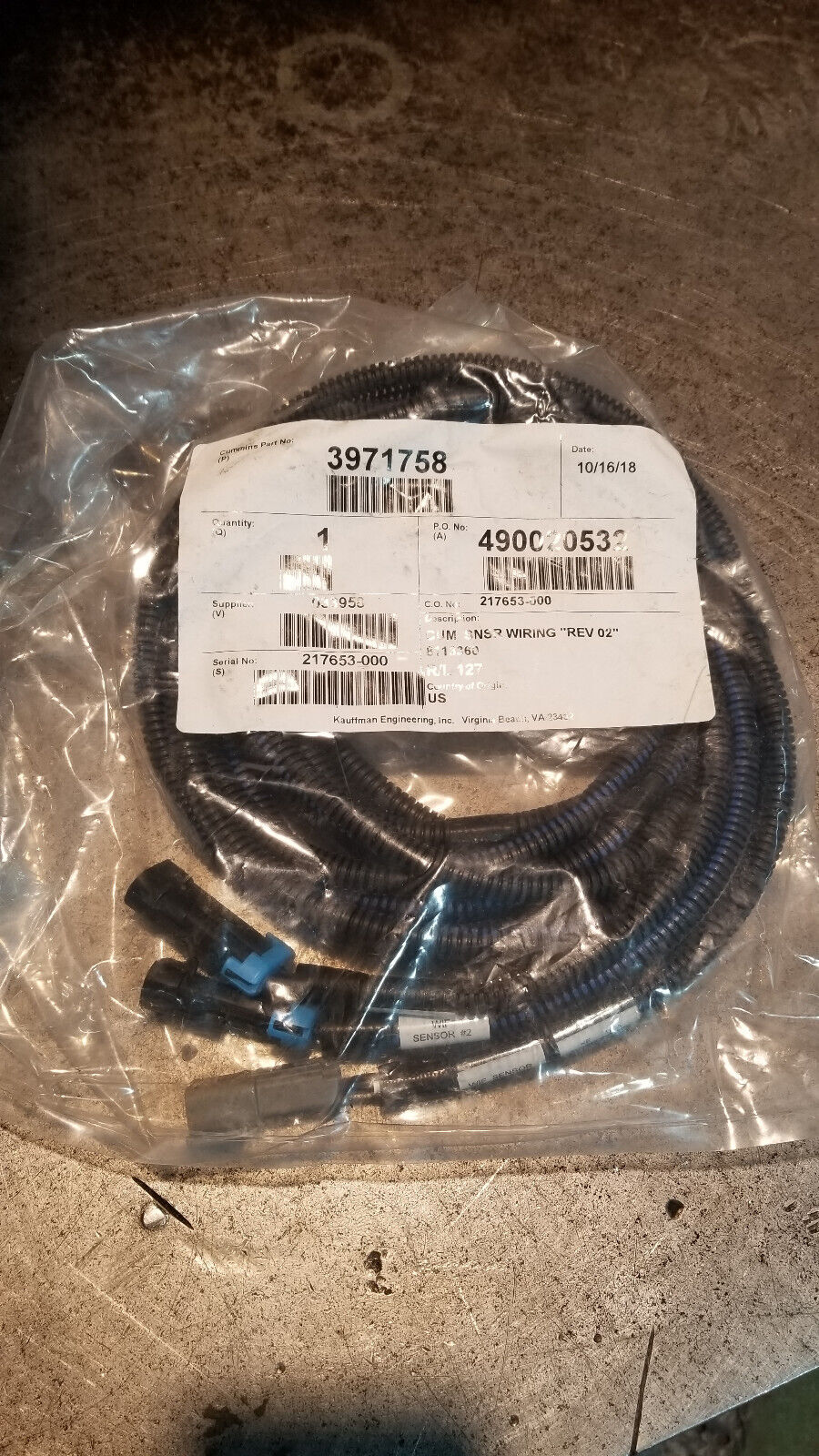 Cummins Mercury Smartcraft 3971758 Racor Water Separator Sensor Wiring Harness