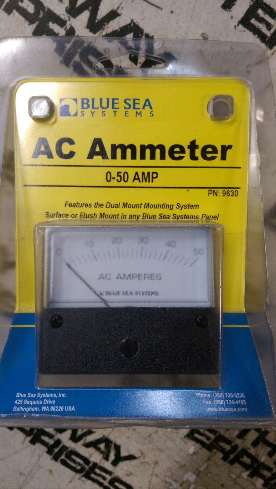 Blue Sea 9630 AC Analog Ammeter 0-50 Amperes AC