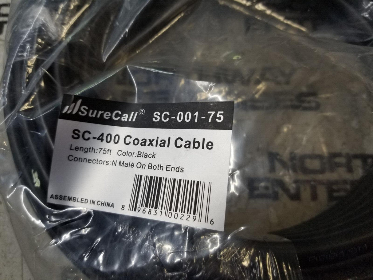 SureCall 75' CM400 Black Ultra-Low-Loss Coaxial Coax Cable SC-001-75