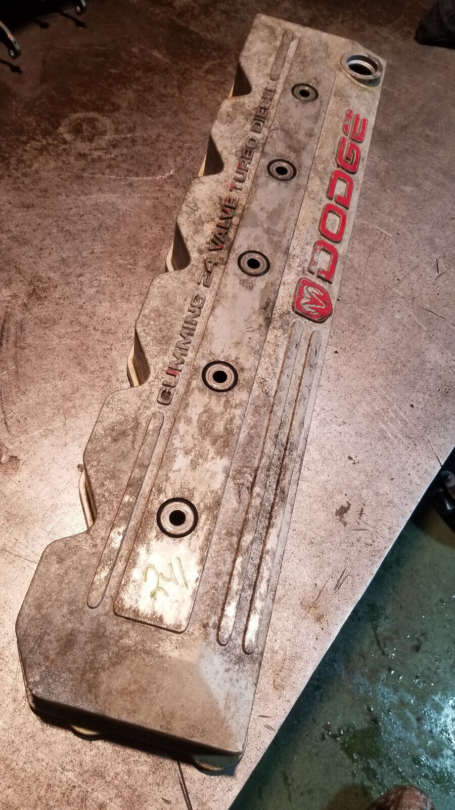 98-01 Dodge Ram Cummins 5.9L 24v turbo diesel engine VALVE COVER Silver 3941755