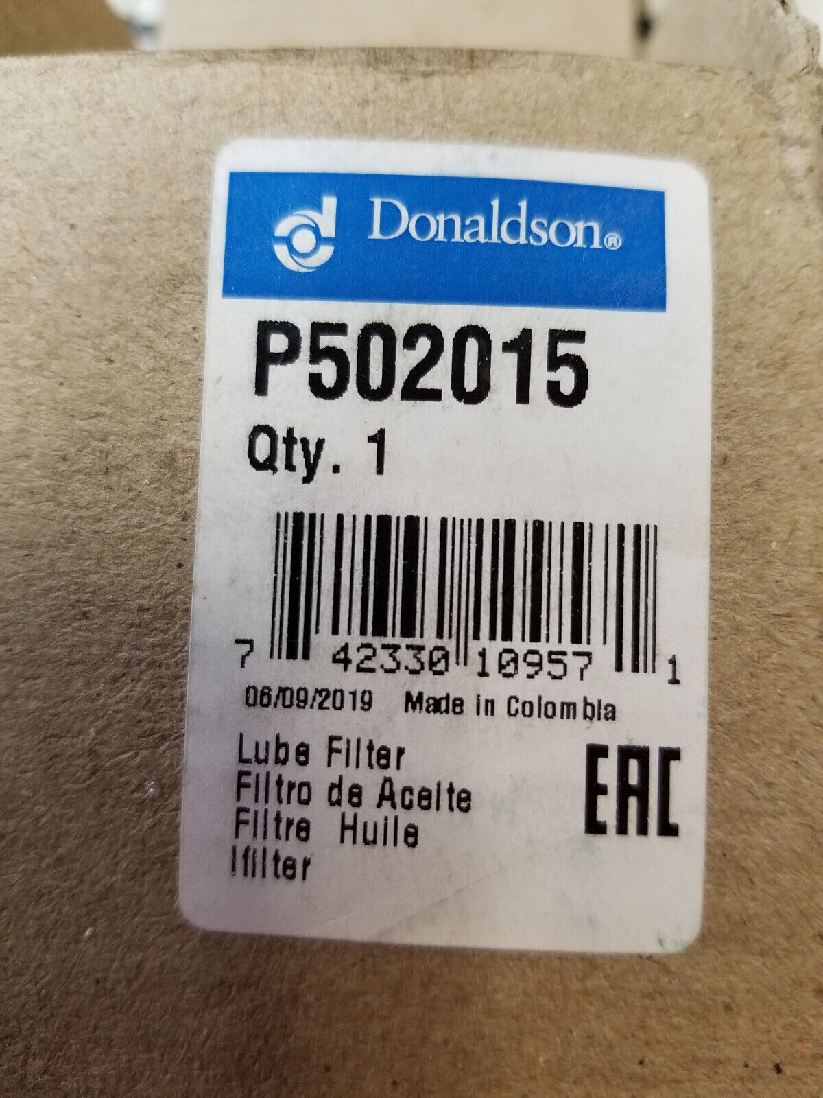 P502015 DONALDSON LUBE FILTER