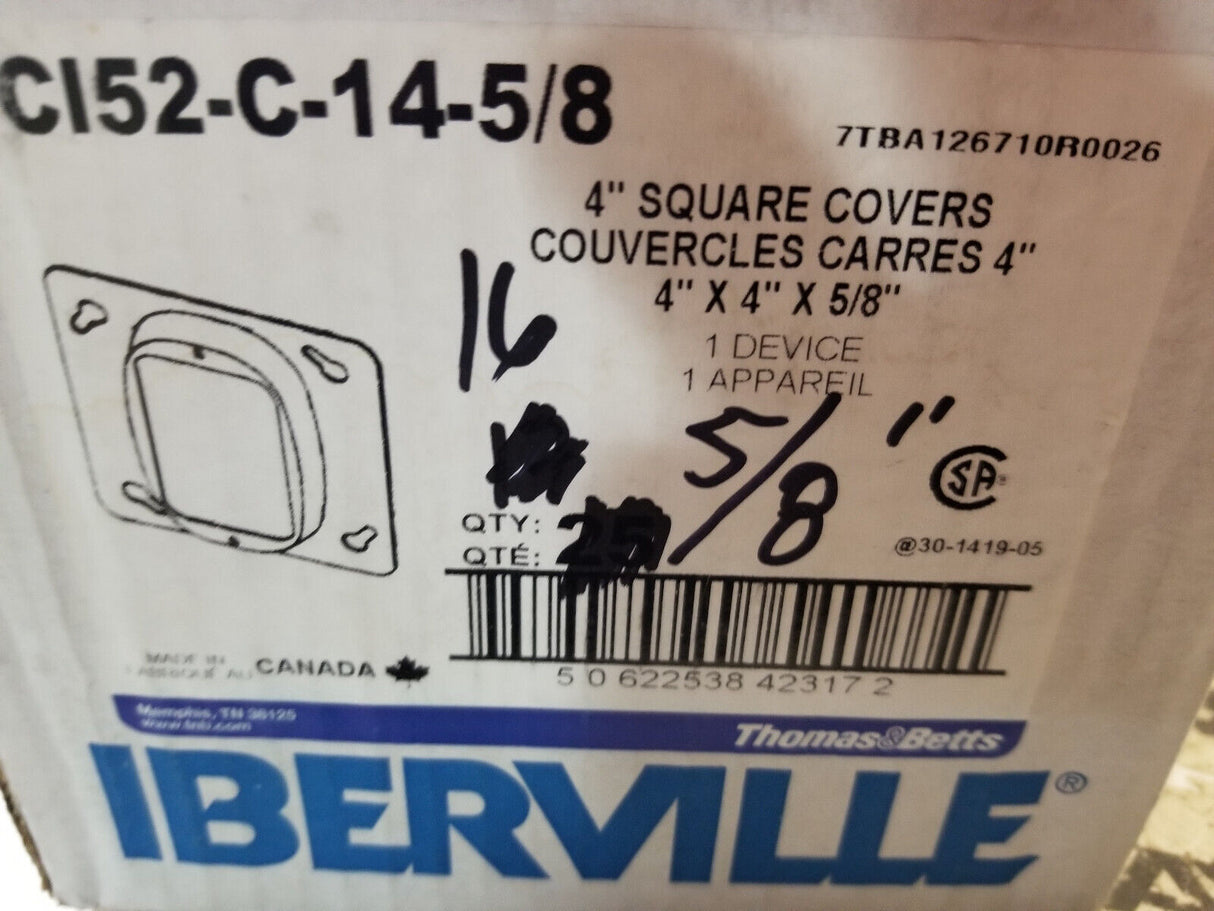 BOX OF 16PC - CI52-C-14-5/8 Iberville Square Cover 1-Unit, 5/8 in Raised