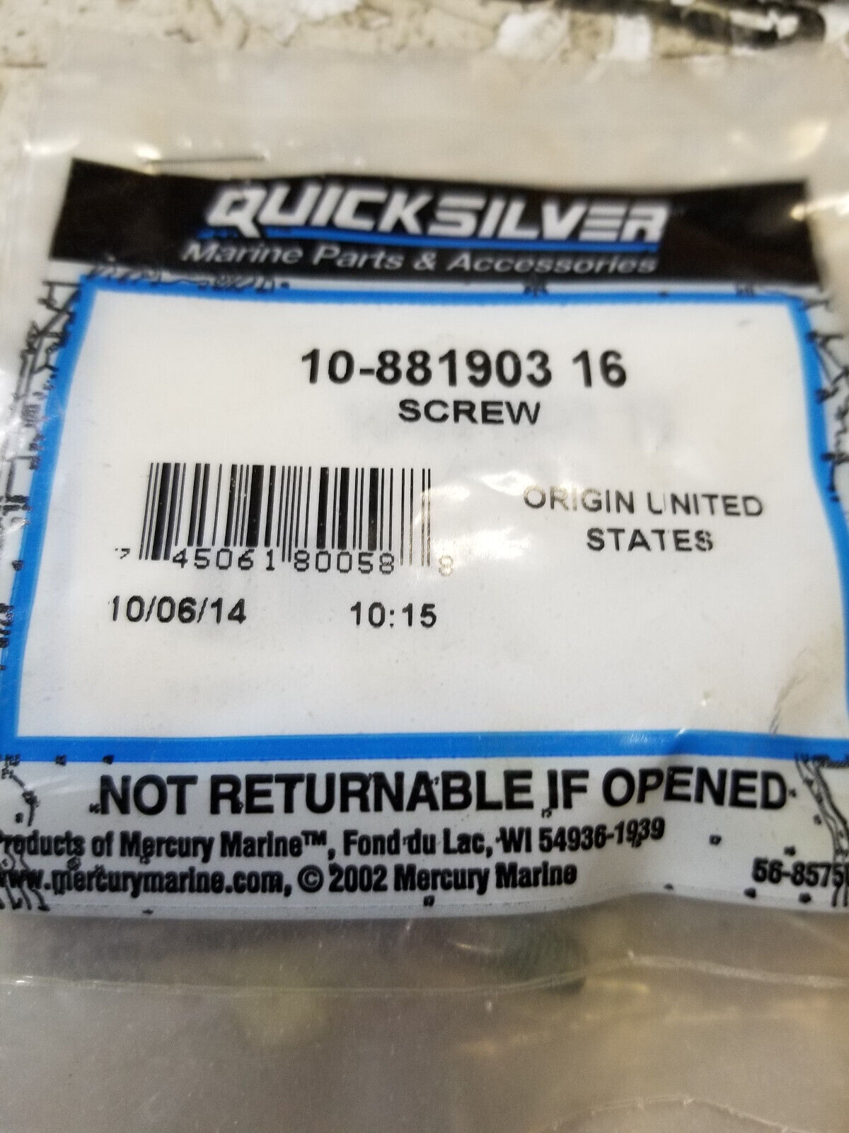 LOT OF 4PC - MERCURY QUICKSILVER SCREW 10-88190316 10-881903 16