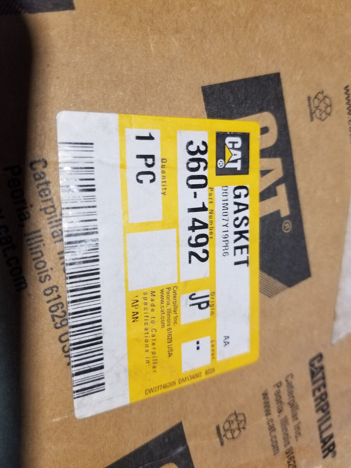 360-1492 CATERPILLAR Genuine OEM 0.35mm Thick Transfer Case Gasket
