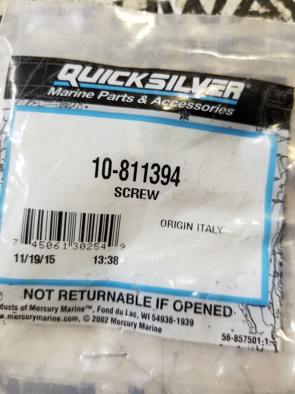 LOT OF 3PC - MERCURY QUICKSILVER SCREW 10-811394