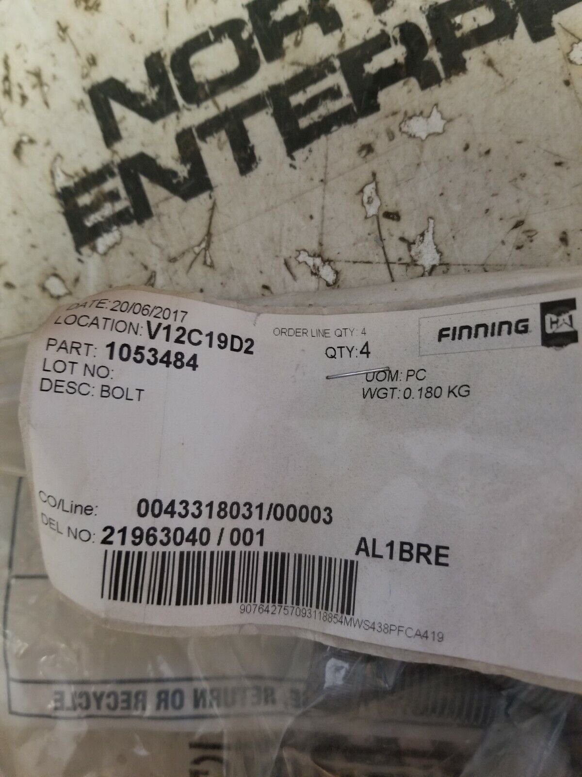105-3484 CATERPILLAR BOLT PACK OF 4PC