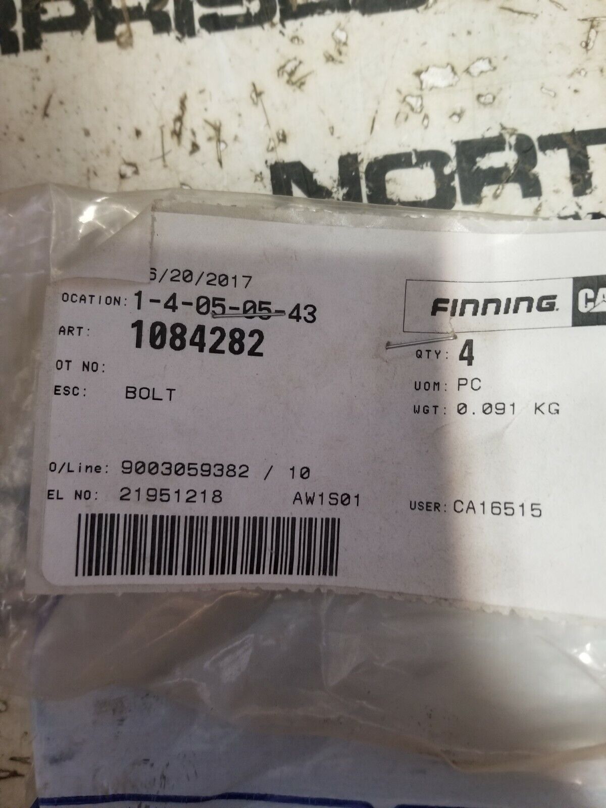 108-4282 CATERPILLAR BOLT 4PC