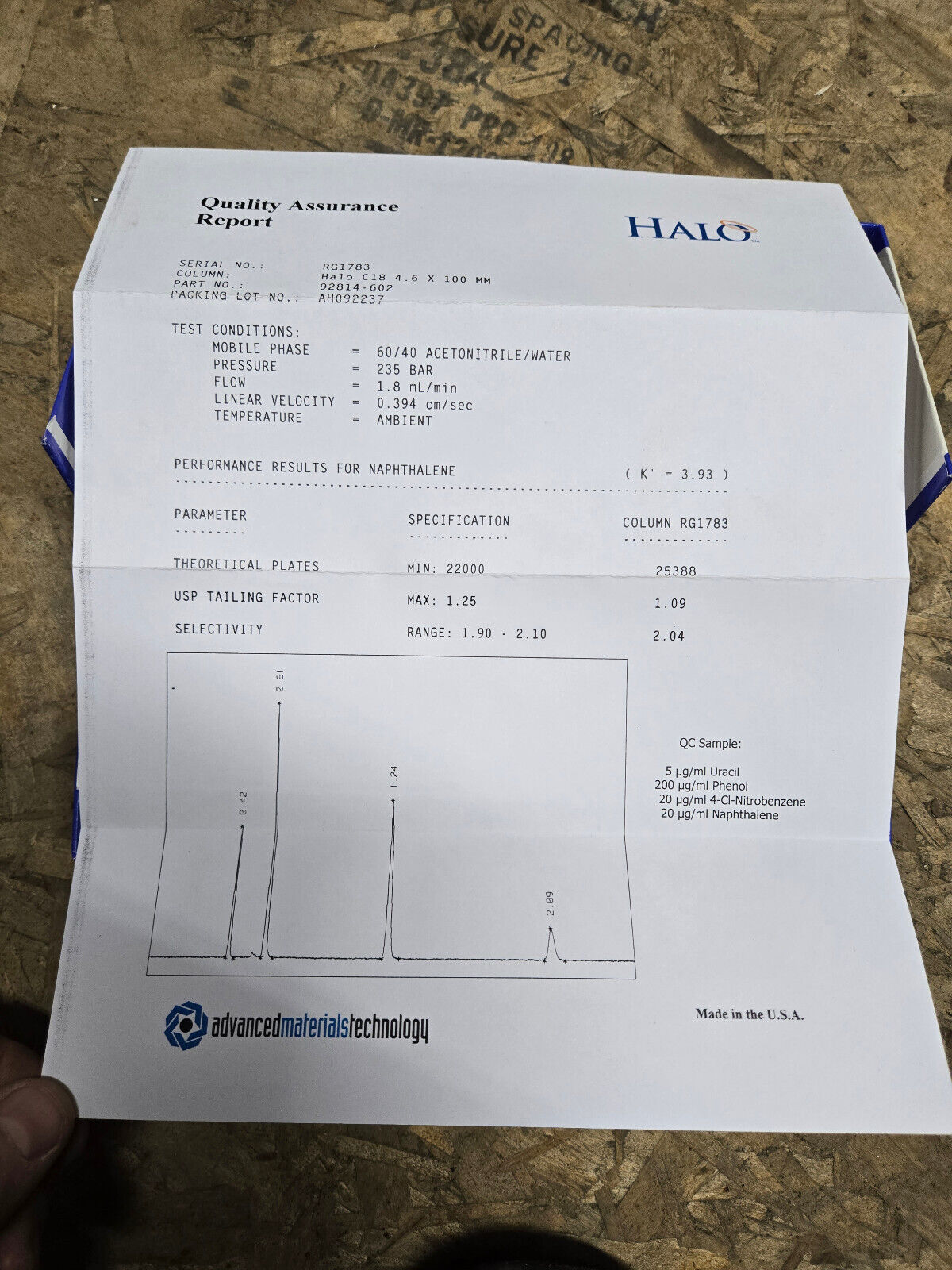 HALO 92814-602 C18 2.7 m, 100 x 4.6 mm HPLC Column
